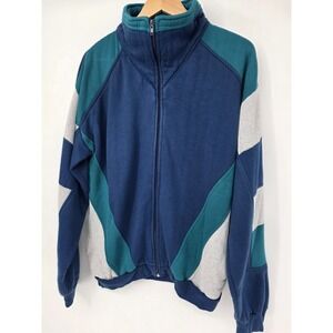 VTG Men's Main Event Zip Up Sweatshirt Size Large Blue Y2K 90's Grunge